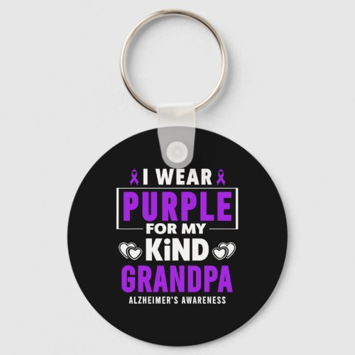 Wear Purple For My Grandpa Alzheimerheimers Aware Keychain