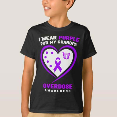 Wear Purple For My Grandpa Overdose Awareness  T_Shirt