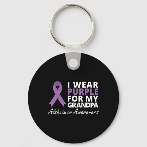 Wear Purple For My Grandpa Ribbon Family Love  Keychain