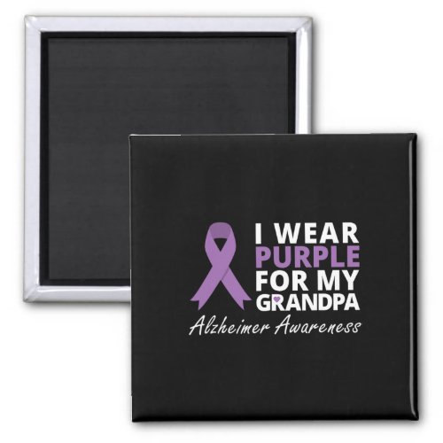 Wear Purple For My Grandpa Ribbon Family Love  Magnet