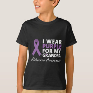 Wear Purple For My Grandpa Ribbon Family Love  T-Shirt
