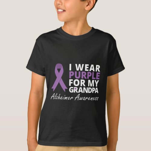 Wear Purple For My Grandpa Ribbon Family Love  T_Shirt