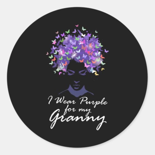 Wear Purple For My Granny Support Alzheimerheimer  Classic Round Sticker