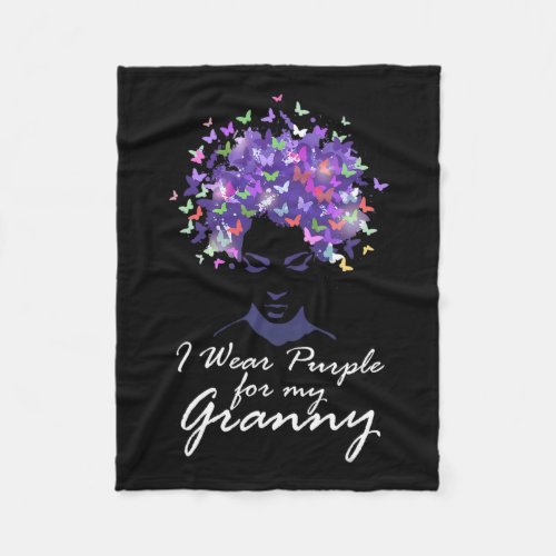 Wear Purple For My Granny Support Alzheimerheimer  Fleece Blanket