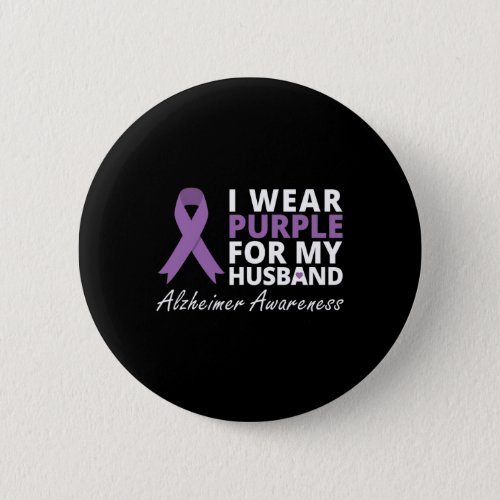 Wear Purple For My Husband Ribbon Family Love  Button