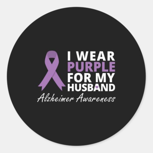 Wear Purple For My Husband Ribbon Family Love  Classic Round Sticker