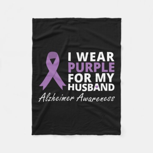 Wear Purple For My Husband Ribbon Family Love  Fleece Blanket