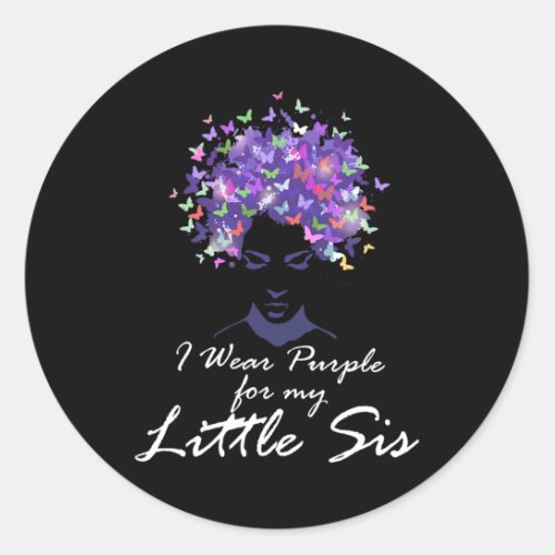 Wear Purple For My Little Sis Support Alzheimerhei Classic Round Sticker