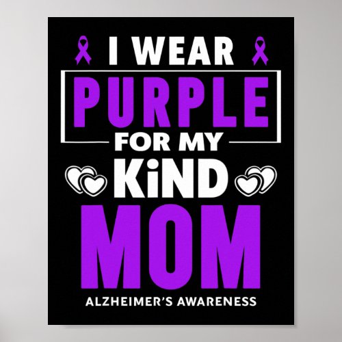 Wear Purple For My Mom Alzheimerheimer Awareness  Poster