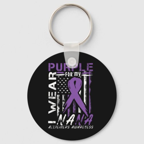 Wear Purple For My Nana Alzheimerheimer Heimers Aw Keychain