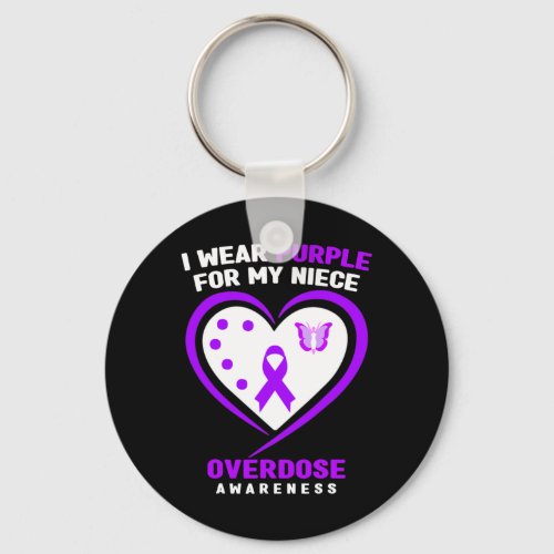Wear Purple For My Niece Overdose Awareness 1  Keychain