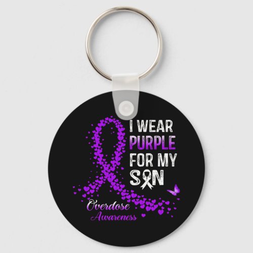 Wear Purple For My Son Overdose Awareness Purple R Keychain