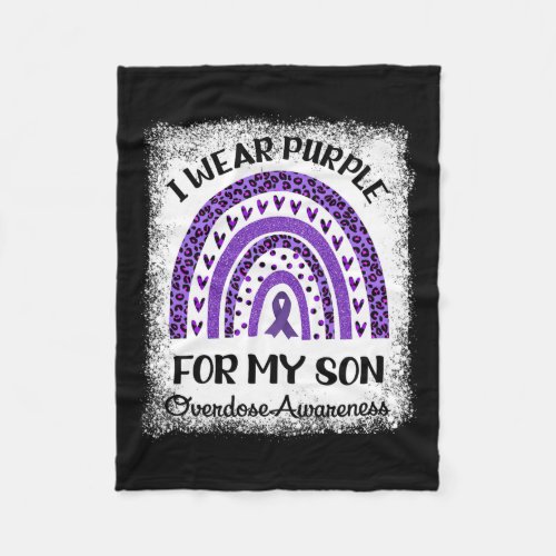 Wear Purple For My Son Overdose Awareness Retro Ra Fleece Blanket