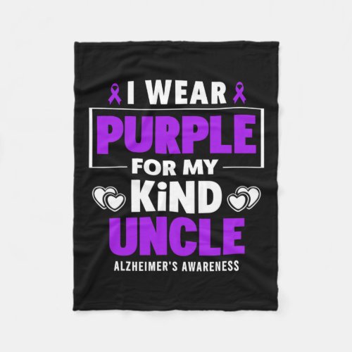 Wear Purple For My Uncle Alzheimerheimers Awarene Fleece Blanket