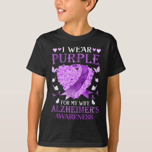 Wear Purple For My Wife Alzheimerheimer Awareness  T_Shirt