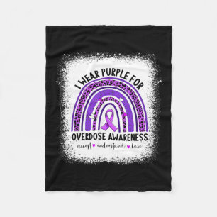 Wear Purple For Overdose Awareness Boho Rainbow Ri Fleece Blanket