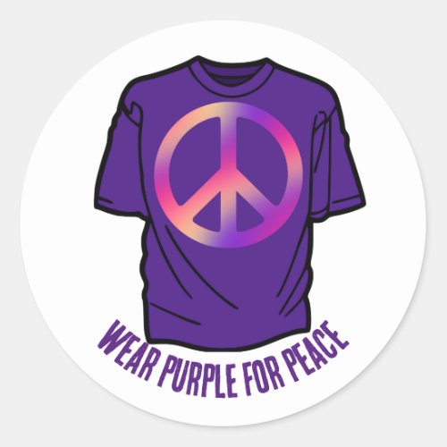 Wear Purple for Peace Day Classic Round Sticker