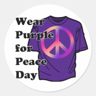 Wear Purple for Peace Day Classic Round Sticker