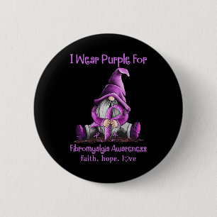 Wear Purple Gnomes Ribbon Fibromyalgia Awareness Button