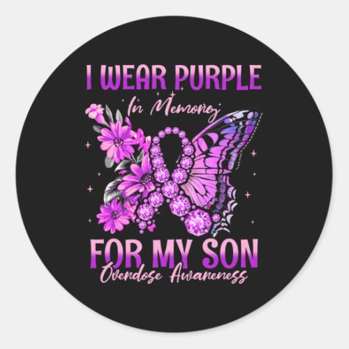 Wear Purple In Memory For My Son Overdose Awarenes Classic Round Sticker