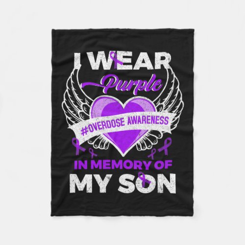 Wear Purple In Memory For My Son Overdose Awarenes Fleece Blanket