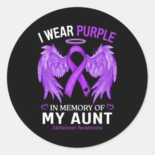 Wear Purple In Memory Of Aunt Alzheimerheimer Awar Classic Round Sticker