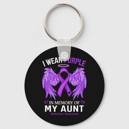 Wear Purple In Memory Of Aunt Alzheimerheimer Awar Keychain