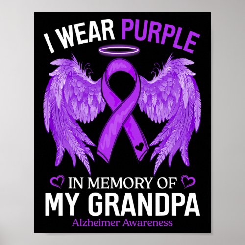 Wear Purple In Memory Of Grandpa Alzheimerheimer A Poster