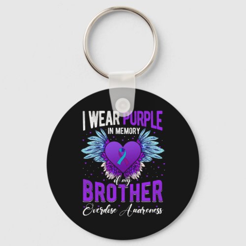 Wear Purple In Memory Of My Brother Overdose Aware Keychain