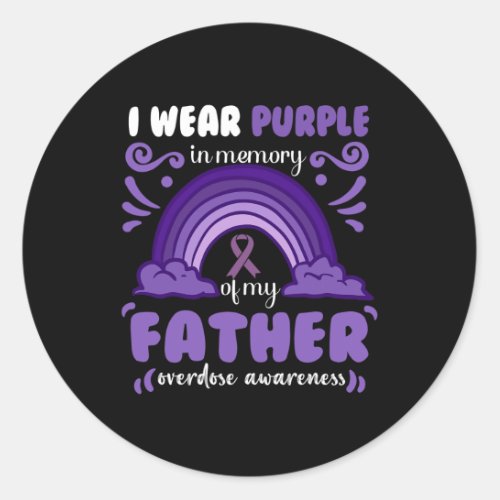 Wear Purple In Memory Of My Father  Classic Round Sticker