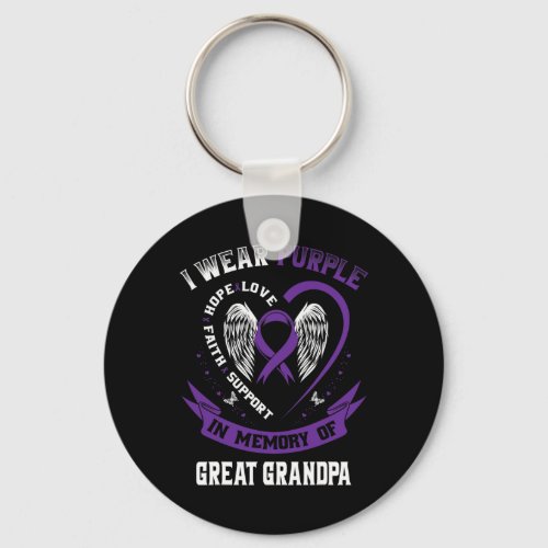 Wear Purple In Memory Of My Great Grandpa Pancreat Keychain