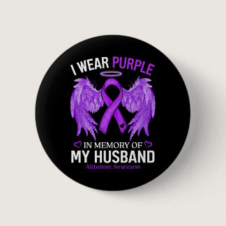 Wear Purple In Memory Of My Husband Alzheimerheime Button