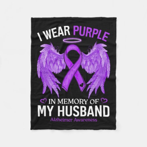Wear Purple In Memory Of My Husband Alzheimerheime Fleece Blanket