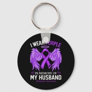 Wear Purple In Memory Of My Husband Alzheimerheime Keychain