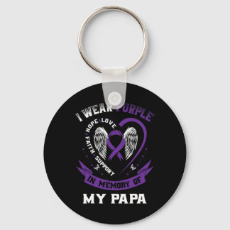 Wear Purple In Memory Of My Papa Pancreatic Cancer Keychain