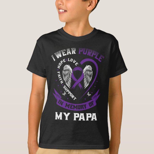 Wear Purple In Memory Of My Papa Pancreatic Cancer T-Shirt (Front)