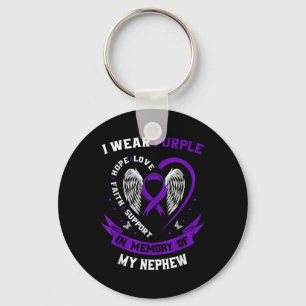 Wear Purple In Memory Of Nephew Pancreatic Cancer Keychain
