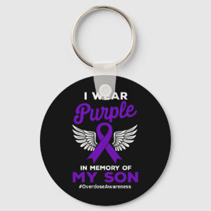Wear Purple Memory Of My Son Overdose Quote Awaren Keychain