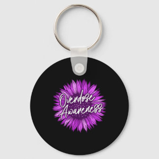 Wear Purple Overdose Awareness Gifts Survivor Ribb Keychain