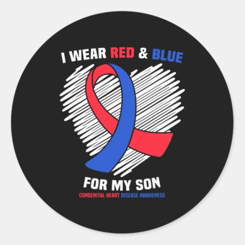 Wear Red amp Blue For My Son Chd Awareness  Classic Round Sticker