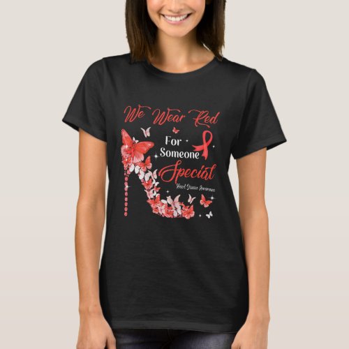 Wear Red Butterflies Heart Disease Awareness  T_Shirt