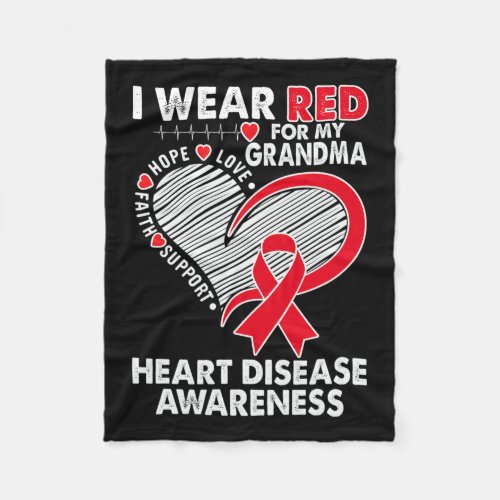 Wear Red For Grandma Heart Disease Awareness Chd S Fleece Blanket