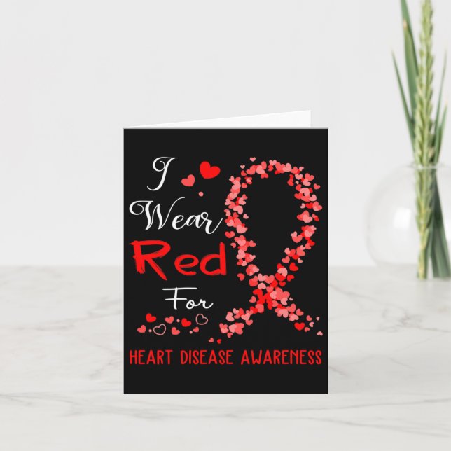 Wear Red For Heart Disease Awareness  Card (Front)
