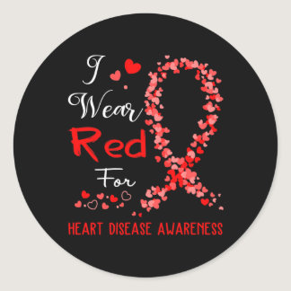 Wear Red For Heart Disease Awareness  Classic Round Sticker