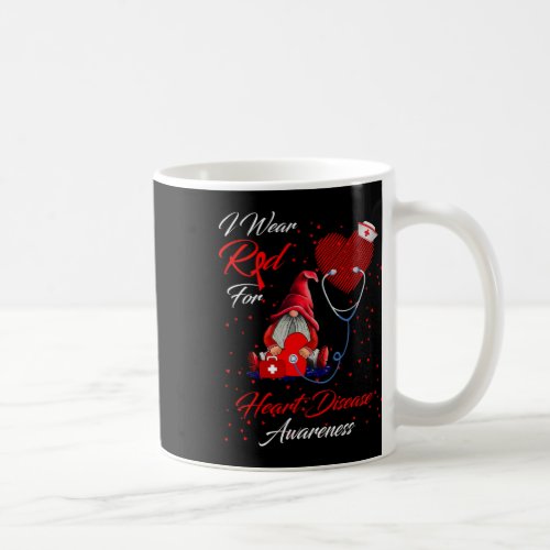 Wear Red For Heart Disease Awareness Ribbon Gnomes Coffee Mug