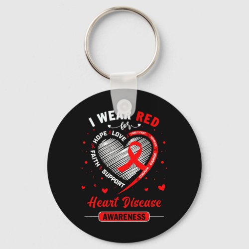 Wear Red For Heart Disease Awareness Ribbon  Keychain