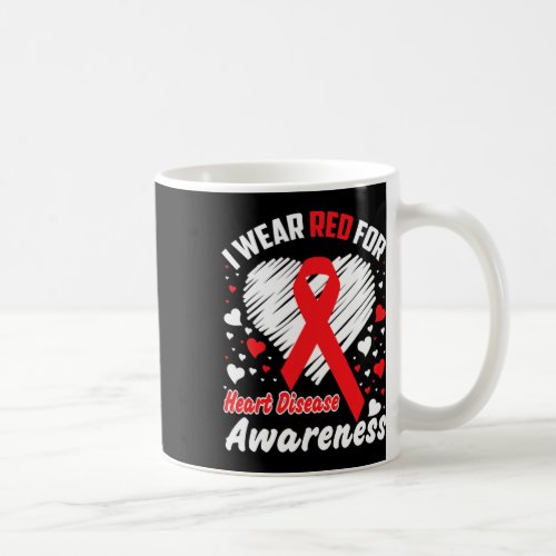 Wear Red For Heart Disease Awareness Ribbon Suppor Coffee Mug