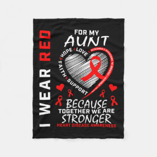 Wear Red For My Aunt Heart Disease Awareness Ribbo Fleece Blanket