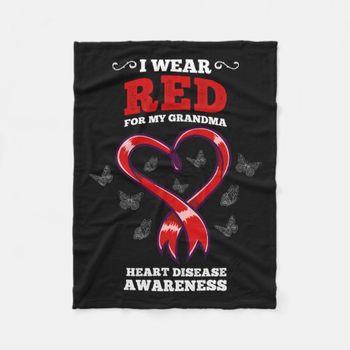 Wear Red For My Grandma Heart Disease Awareness  Fleece Blanket