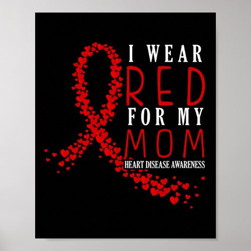 Wear Red For My Mom Heart Disease Awareness  Poster